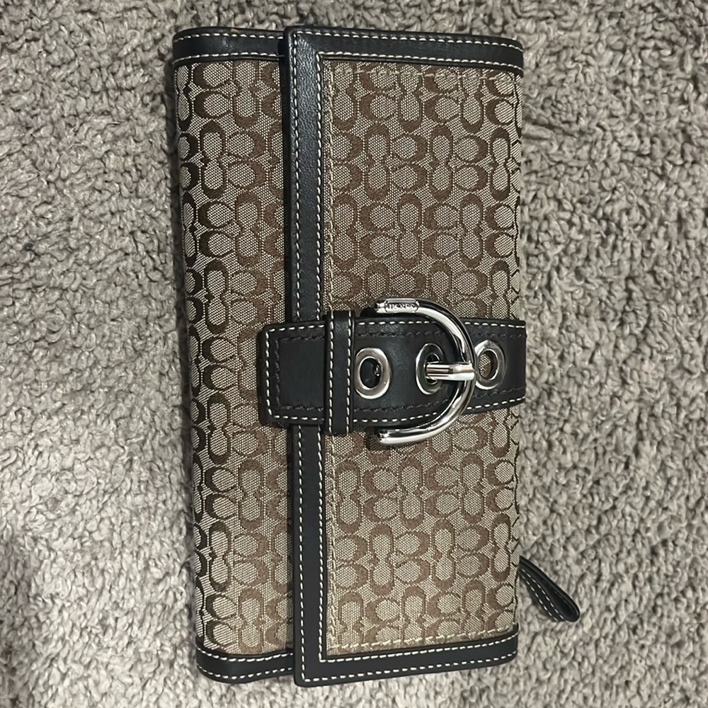 Brown and beige Coach wallet